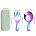 Rainbow stainless steel mini spoon and fork set with dimensions for kids - Rainbow Set