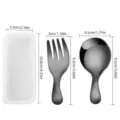 Portable black stainless steel toddler spoon and fork cutlery set with dimensions - Black Set