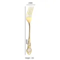 Tenedor de postre dorado estilo real con mango calado 205 mm 35 g para una cena elegante - Tenedor de Mesa / Dorado