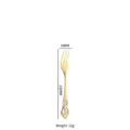 Elegante tenedor de postre dorado con relieve hueco, 132 mm de largo y 12 g de peso - Tenedor de fruta / Dorado