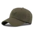 Vintage washed cotton baseball cap in olive green featuring unique letter embroidery - 55-60cm / Style 3 (W Embroidery + Side Graffiti Embroidery) / Army Green