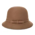 Cappello cloche in feltro di lana marrone con fiocco decorativo per un elegante stile. - 55cm (Piccolo) / Stile Fiocco Piccolo / Khaki scuro