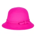 Elegante cappello cloche in feltro di lana magenta da donna con fiocco per l'inverno - 55cm (Piccolo) / Stile Fiocco Piccolo / magenta