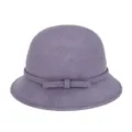 Elegante cappello a cloche in feltro di lana viola con fiocco per l'autunno e l'inverno - 55cm (Piccolo) / Stile Fiocco Piccolo / Grigio Vero