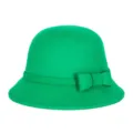 Elegante cappello cloche in feltro di lana verde con fiocco decorativo per donna in inverno - 55cm / Stile con Fiocco Grande / Verde erba