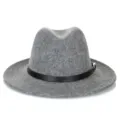 Elegante cappello fedora in feltro di lana grigio con tesa larga e cinturino in pelle - M(56-58cm) / Fibbia per cintura / Grigio scuro