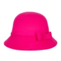 Elegante cappello cloche in feltro di lana magenta con fiocco in nastro per donna - 55cm / Stile con Fiocco Grande / Rosso rosa