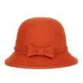 Elegante cappello cloche in feltro di lana arancione con fiocco decorativo invernale - 55cm / Stile con Fiocco Grande / Rosso ruggine