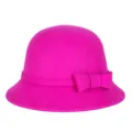 Elegante cappello cloche in lana fucsia per donna con decorazione a fiocco per l'inverno - 55cm / Stile con Fiocco Grande / magenta