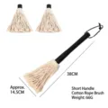 Professional BBQ basting mop brush set with black handle and two replacement cotton heads - Small (CN0958) / Cotton Brush with Replacement Heads