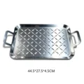 Rectangular 430 stainless steel BBQ grill basket with handles, 44.5x27.5x4.5cm detail - Stainless Steel Style / M