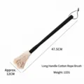 Professional BBQ mop brush with long black handle and cotton rope head for grilling - Large (CN0958) / Cotton Brush
