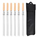 6er Set Edelstahl Grillspieße mit Holzgriff und schwarzer Tasche für Outdoor Grill - Beutel Mit 6 Stück