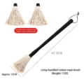 Black long handle BBQ basting mop with two additional cotton replacement brush heads - Large (CN0958) / Cotton Brush with Replacement Heads