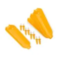 Set mit 4 gelben Maistellern und 8 Maiskolbenhaltern für Grill und Küche. - 4 Schalen und 8 Halter