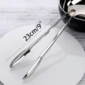 Pince de cuisine professionnelle de 23 cm en acier inoxydable pour steak et pain - Argent