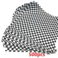 500pcs black and white checkered greaseproof deli paper sheets for food packaging - 500 Sheets (30x30cm) / Black