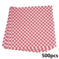 500 sheets of red checkered greaseproof paper for food packaging and burger wraps. - 500 Sheets (30x30cm) / Red
