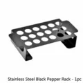 Black 18-hole stainless steel BBQ grill rack for roasting chili and chicken drumsticks - Stainless steel Black pepper rack