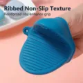 Manopla de cocina de silicona azul resistente al calor con textura estriada antideslizante - Azul