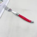 Edelstahl Essgabel mit rotem ergonomischem Griff, klassisches westliches Tafeltischbesteck - Rot