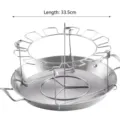 High-quality stainless steel round chicken leg roasting rack with drip pan, 33.5cm length - Roast Chicken Set (With Tray/Rack/Forks) / 33.5x42.5x6cm (1300g)