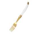 Elegant gold stainless steel dinner fork with a curved white ABS handle for modern home dining - Dinner Fork
