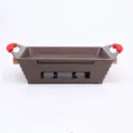 Non-stick rectangular Korean maifan stone grill pan with protective red silicone handles - Brown Large Size