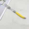 Edelstahl-Essgabel mit gelbem Griff, elegantes Design für den täglichen Gebrauch und Tisch. - Gelb