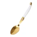 Elegant gold plated stainless steel soup spoon with ergonomic white ABS plastic handle - Dinner Spoon