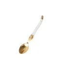 Elegant gold stainless steel spoon with white ABS handle, Laguiole style cutlery - Small Spoon
