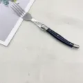 Edelstahl Steakgabel mit schwarzem Griff klassisches französisches Design Küchengeschirr - Schwarz