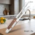 Professional 304 stainless steel food tongs with walnut handle, 24cm long, 85g heavy-duty tool - Walnut Wood Handle Thickened Non-slip Style / 24cm / Walnut Silver