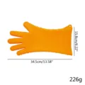 Thickened silicone BBQ oven glove detail with dimension and weight specs for kitchen baking. - 34.5cm / Orange