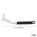 Detailed side view of stainless steel BBQ grill grate lifter showing dimensions and weight - BBQ Grill Net Lifter Tool