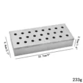 Detalle de caja ahumadora BBQ de acero inoxidable con dimensiones, agujeros y estructura. - Caja Ahumadora de 23 Agujeros