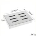 Stainless steel BBQ smoker box for wood chips, size 21.2x13x3.5cm and weight 567g - BBQ Smoker Box