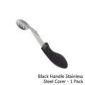 Stainless steel jalapeno corer tool with ergonomic black handle, 1 piece included - Black Handle Corer / 1 Piece