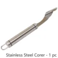 Stainless steel pepper corer tool with serrated blade and circular handle for BBQ prep - Stainless Steel Corer
