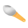 Stainless steel mango scooper and peeler with ergonomic orange handle for kitchen use - Mango Scoop