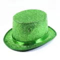 Chapeau haut-de-forme vert pailleté avec ruban de satin pour spectacles festifs - Vert