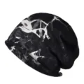 Stylish black and white tie-dye slouchy beanie hat for men and women with rolled edge design - 57-63cm Circumference / Tie-dye-Black