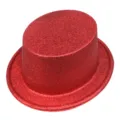 Mini cilindro rosso glitterato con piano piatto per travestimenti di Halloween e feste a tema - Rosso