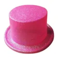 Cappello a cilindro rosa glitterato per feste, costumi da mago e spettacoli di danza - Pesca Neon