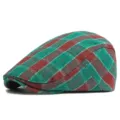 Berretto classico a quadri verde e rosso per uomo e donna, stile vintage newsboy - Adatto per 55-59cm / Stile 4-Rosso Vino (Regolazione Posteriore)