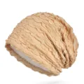 Breathable lace slouchy beanie in beige for women, lightweight summer sun protection cap - One Size / Wave Pattern / Khaki