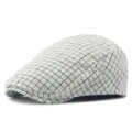 Coppola classica a scacchi bianchi e neri per uomo e donna in stile vintage inglese - Adatto per 55-59cm / Stile 5-Bianco (Regolazione Posteriore)