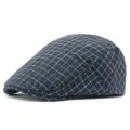 Cappello piatto classico a quadri blu scuro e bianco per uomo e donna - Adatto per 55-59cm / Stile 5-Blu Marino (Regolazione Posteriore)