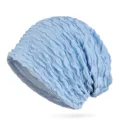 Berretto azzurro traspirante arricciato con design in mesh di pizzo - Taglia unica / Motivo a Onde / Azzurro