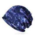 Stylish blue tie-dye slouchy beanie made of soft cotton yarn for men and women - 57-63cm Circumference / Royal Blue Tie-Dye